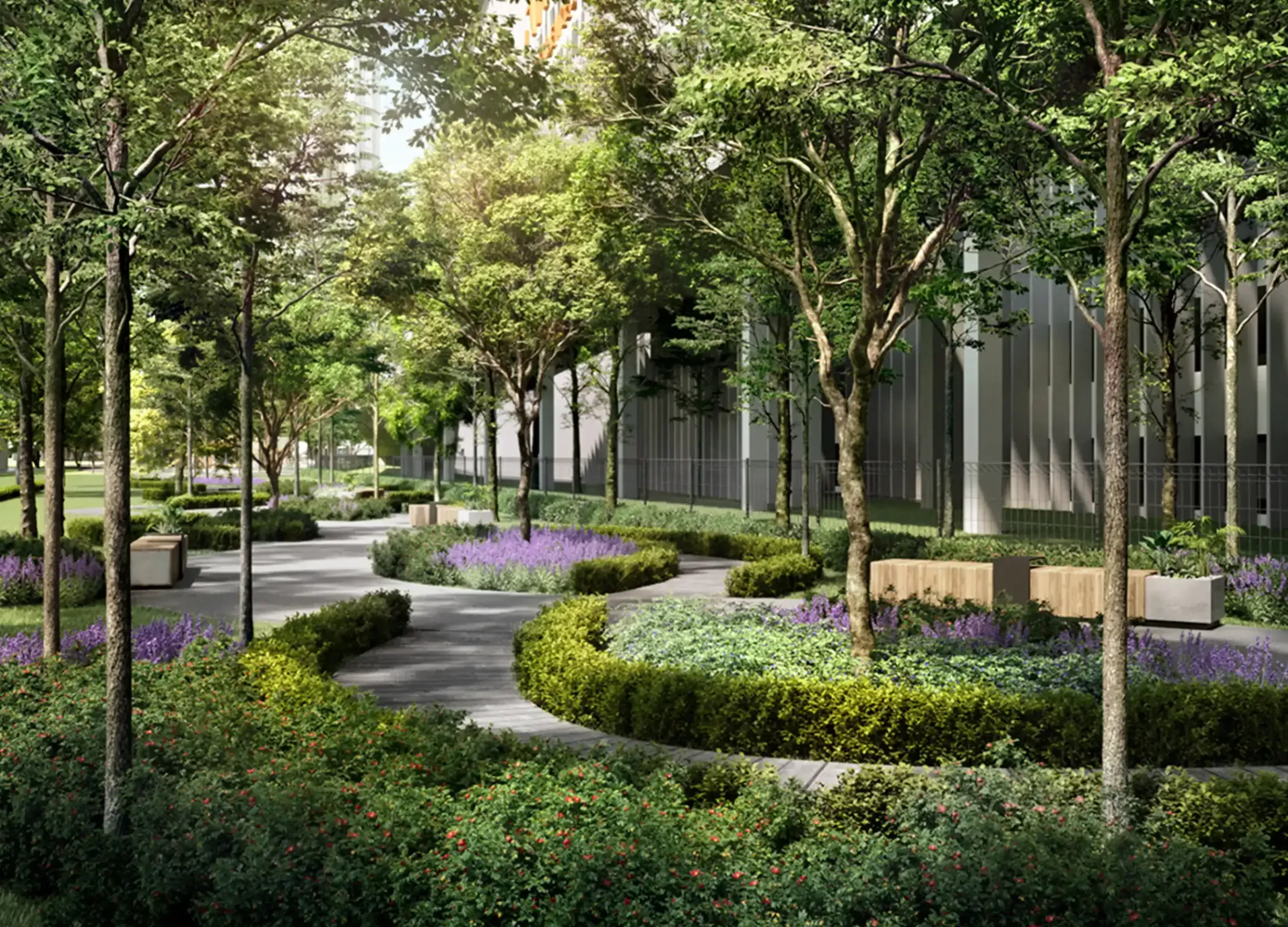 Garden walks in the urban park, concept image