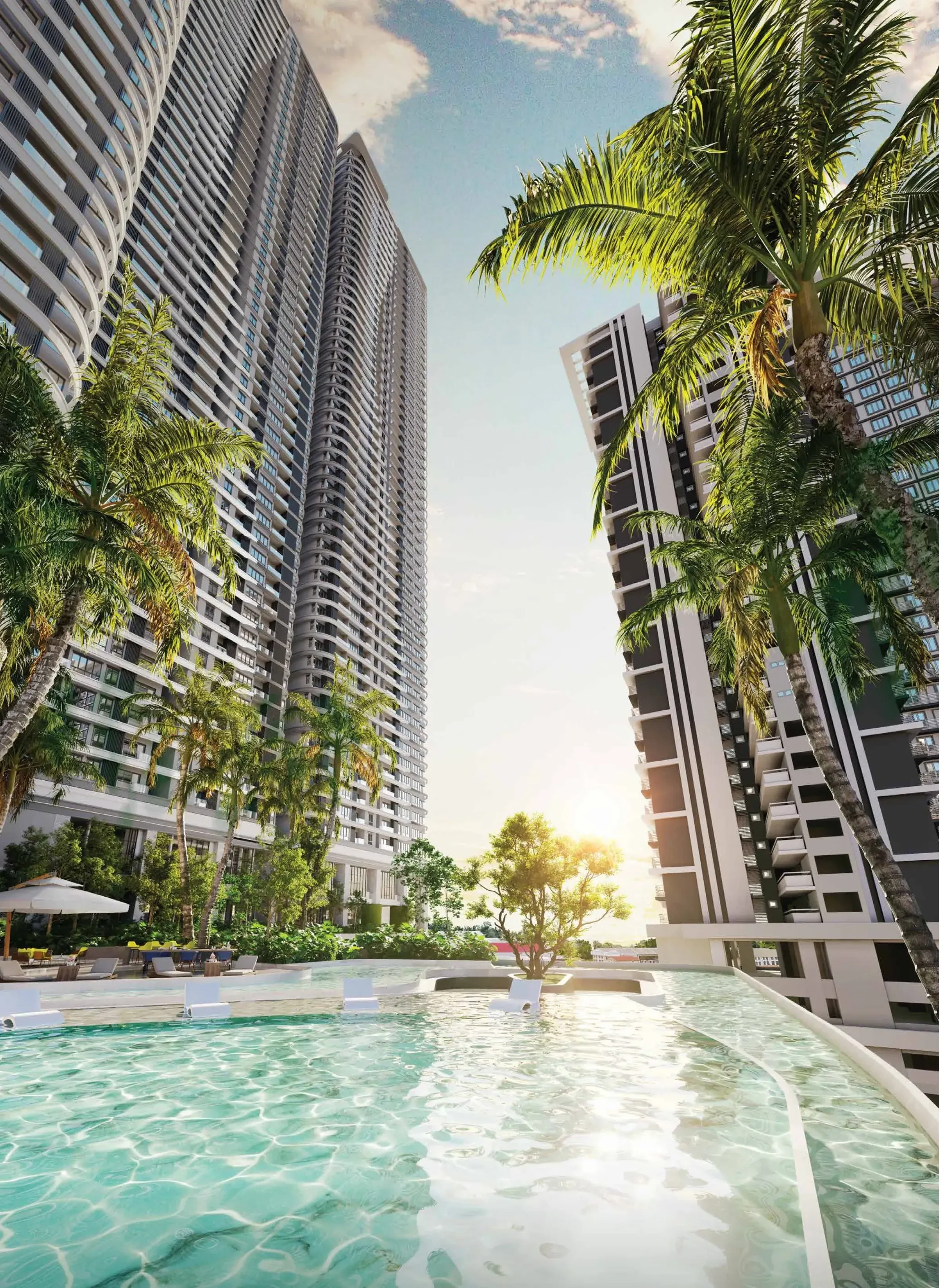 Bangsar Hill Park towers above the pool