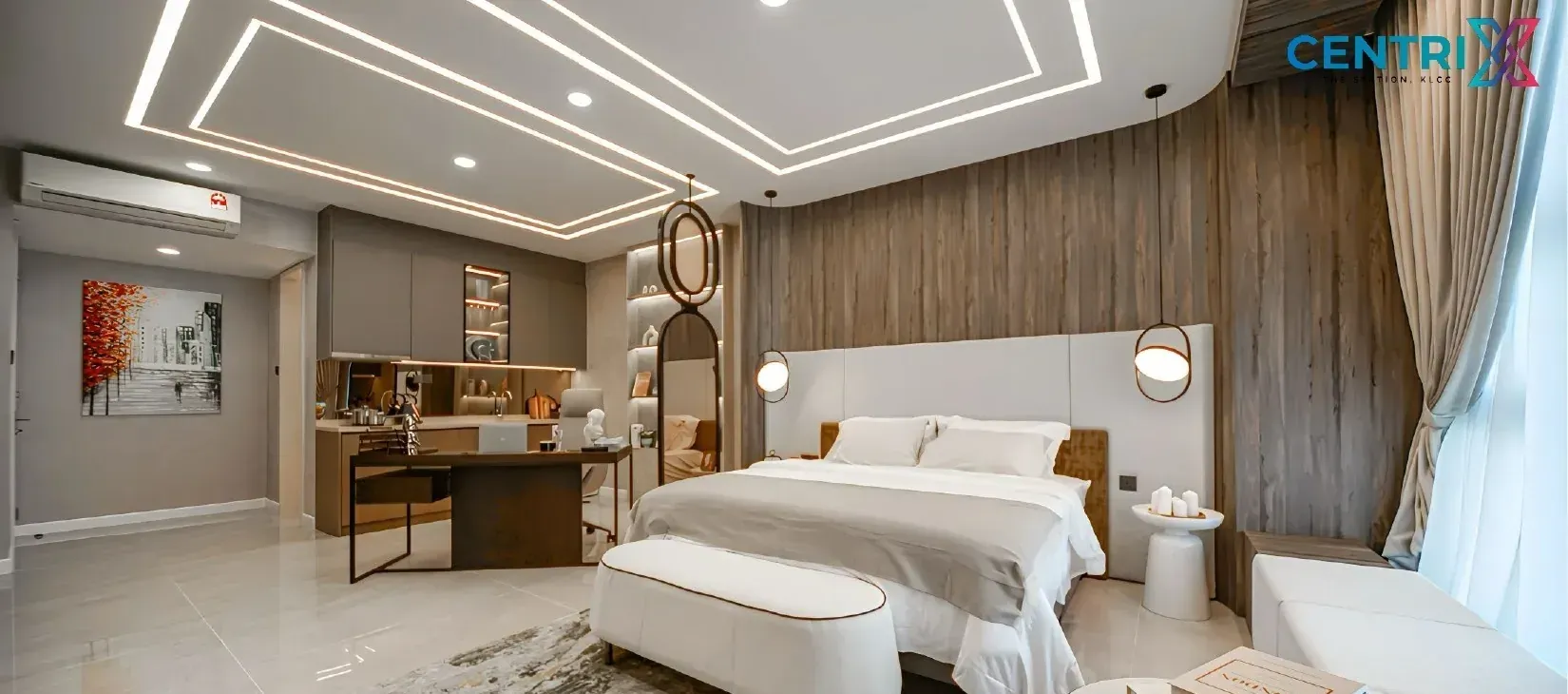 Bedroom with a study desk in a Type S15A show unit