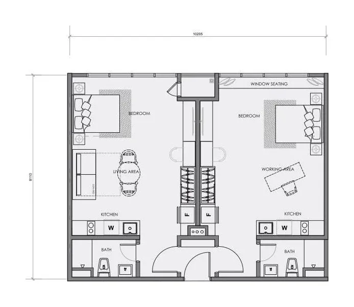 CENTRIX Type S15 / S15A floor plan, 891 sqft, 2 Bedrooms · 2 Bathrooms (Dual Key)