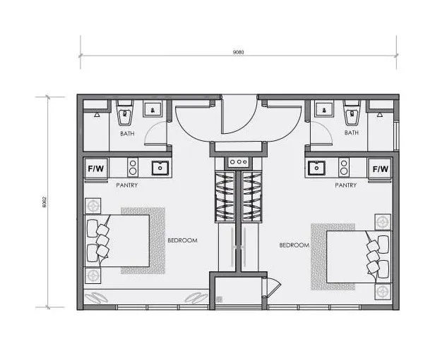 CENTRIX Type S16 floor plan, 593 sqft, 2 Bedrooms · 2 Bathrooms (Dual Key)