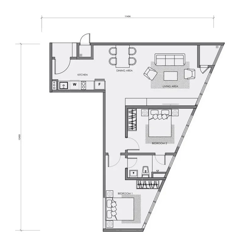 CENTRIX Type S19 floor plan, 810 sqft, 2 Bedrooms · 1 Bathroom