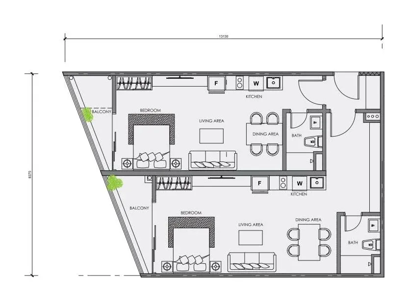 CENTRIX Type S6 floor plan, 1,039 sqft, 2 Bedrooms · 2 Bathrooms (Dual Key)