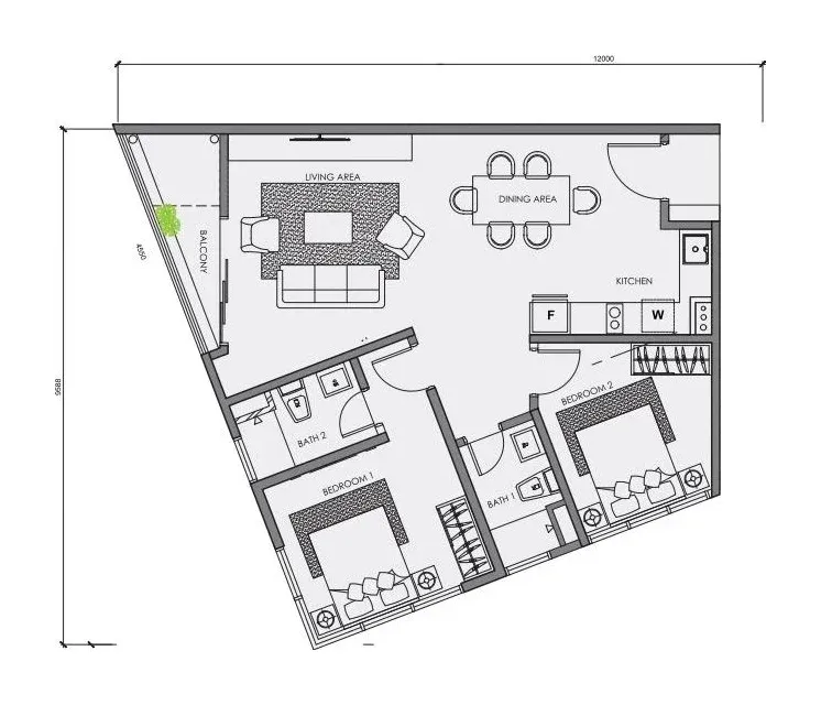 CENTRIX Type S7 floor plan, 843 sqft, 2 Bedrooms · 2 Bathrooms