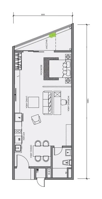 CENTRIX Type S8 floor plan, 639 sqft, Studio · 1 Bathroom