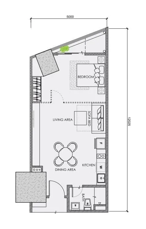 CENTRIX Type ST10 floor plan, 577 sqft, 1 Bedroom · 1 Bathroom