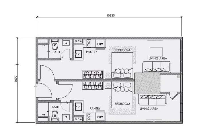 CENTRIX Type ST16 floor plan, 637 sqft, 2 Studios · 2 Bathrooms (Dual Key)