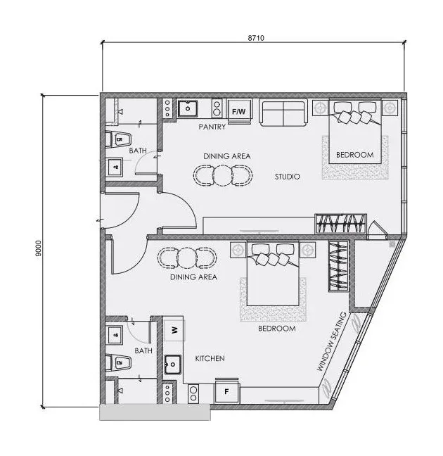 CENTRIX Type ST17 floor plan, 787 sqft, 2 Bedrooms · 2 Bathrooms (Dual Key)