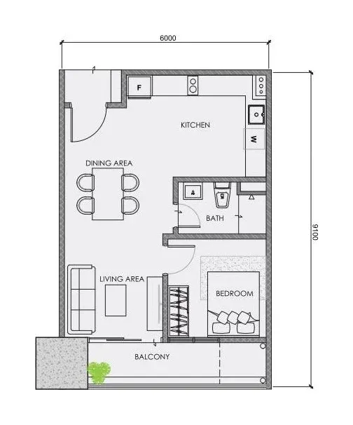 CENTRIX Type ST3 floor plan, 578 sqft, 1 Bedroom · 1 Bathroom
