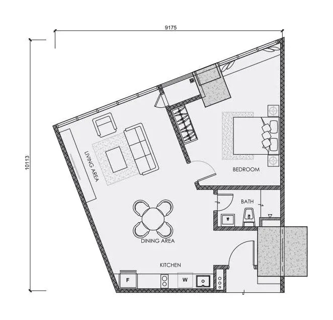 CENTRIX Type ST9 floor plan, 717 sqft, 1 Bedroom · 1 Bathroom
