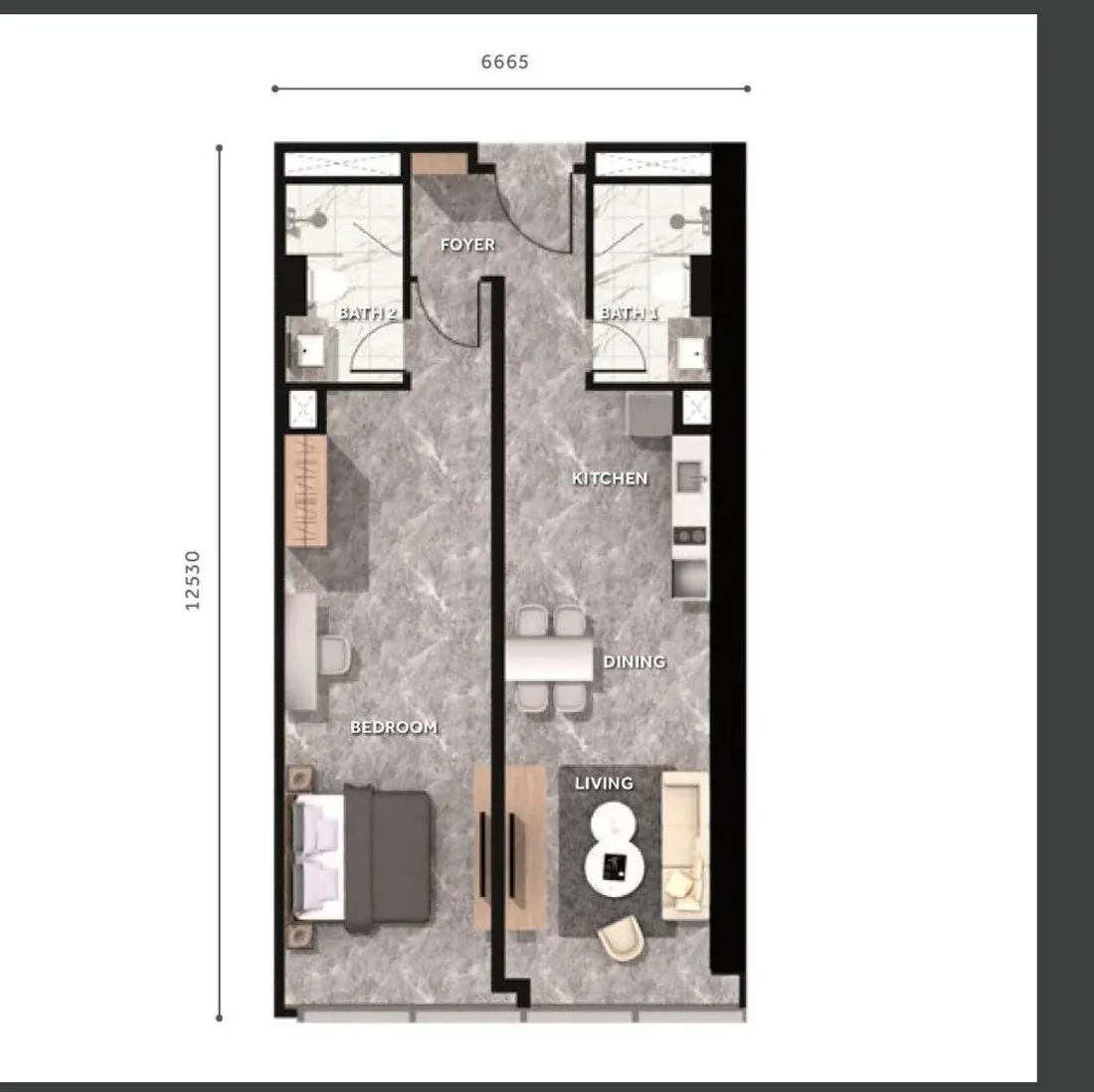 CloutHaus KL City Centre Type N floor plan, 1 Bedroom