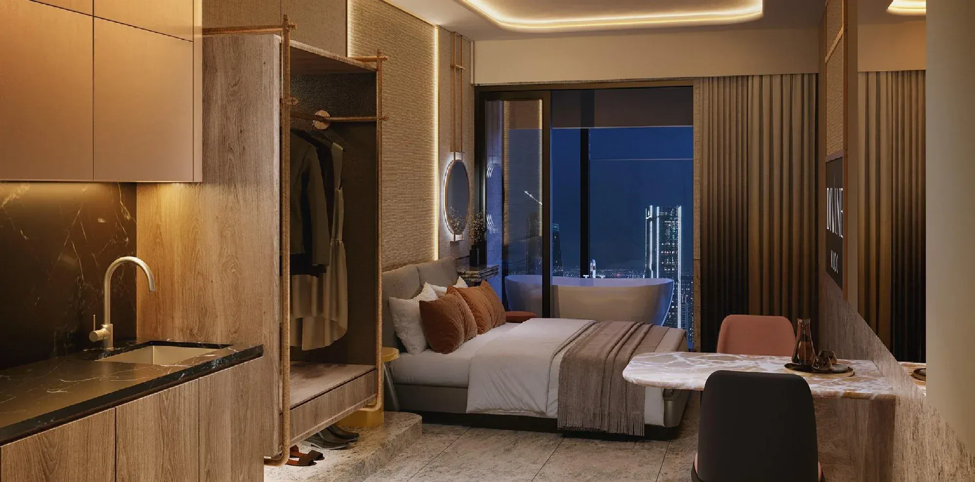 DIVINE KLCC Type B3 show unit bedroom, light theme