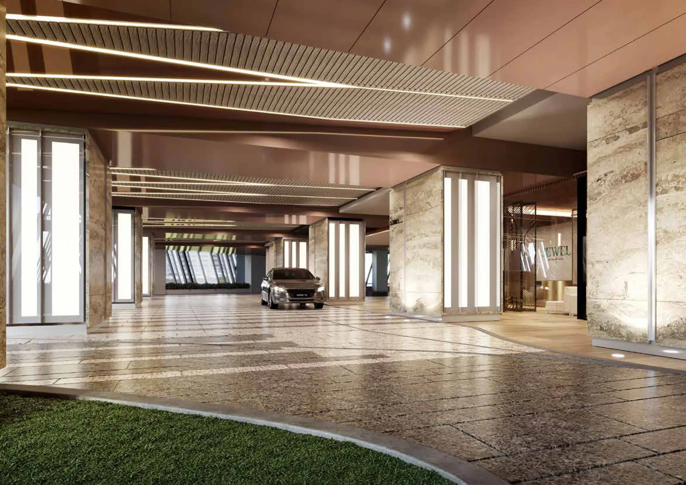 Covered arrival colonnade