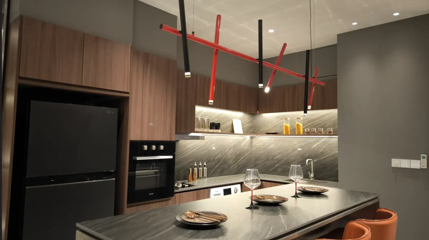 Kitchen with island counter