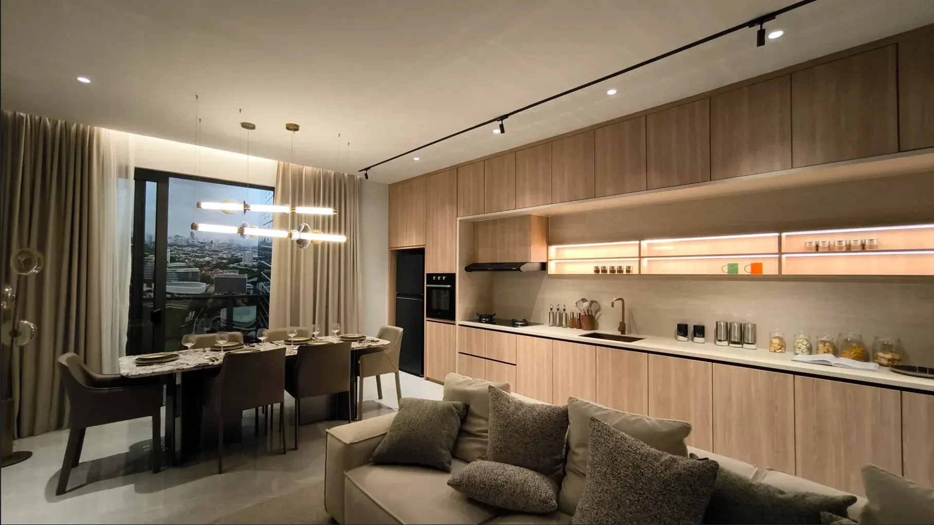 Living, dining and kitchen