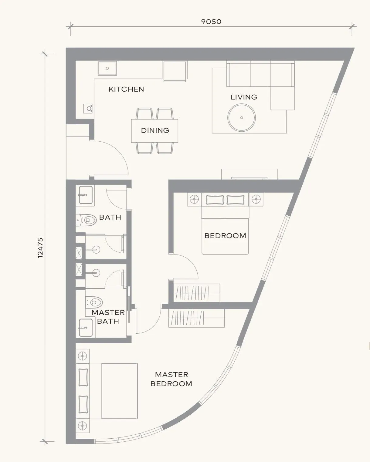 Khaya Residence Type D floor plan, 2 Bedroom
