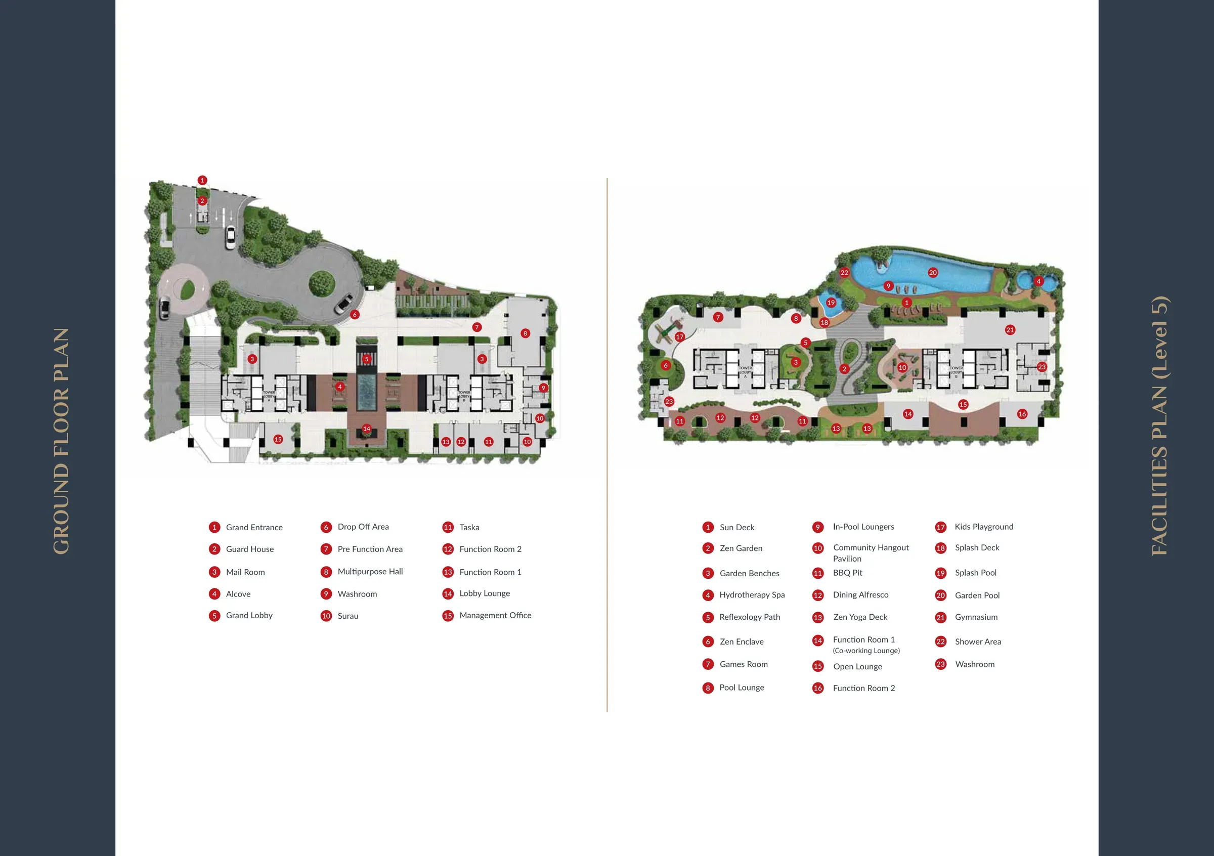 Ground floor and Level 5 facilities plan