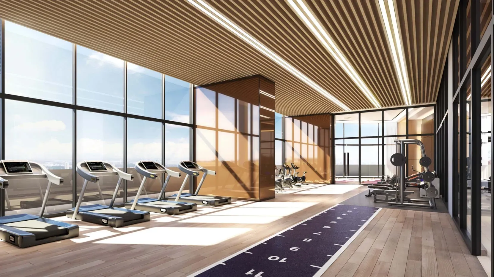 Gym with a running track