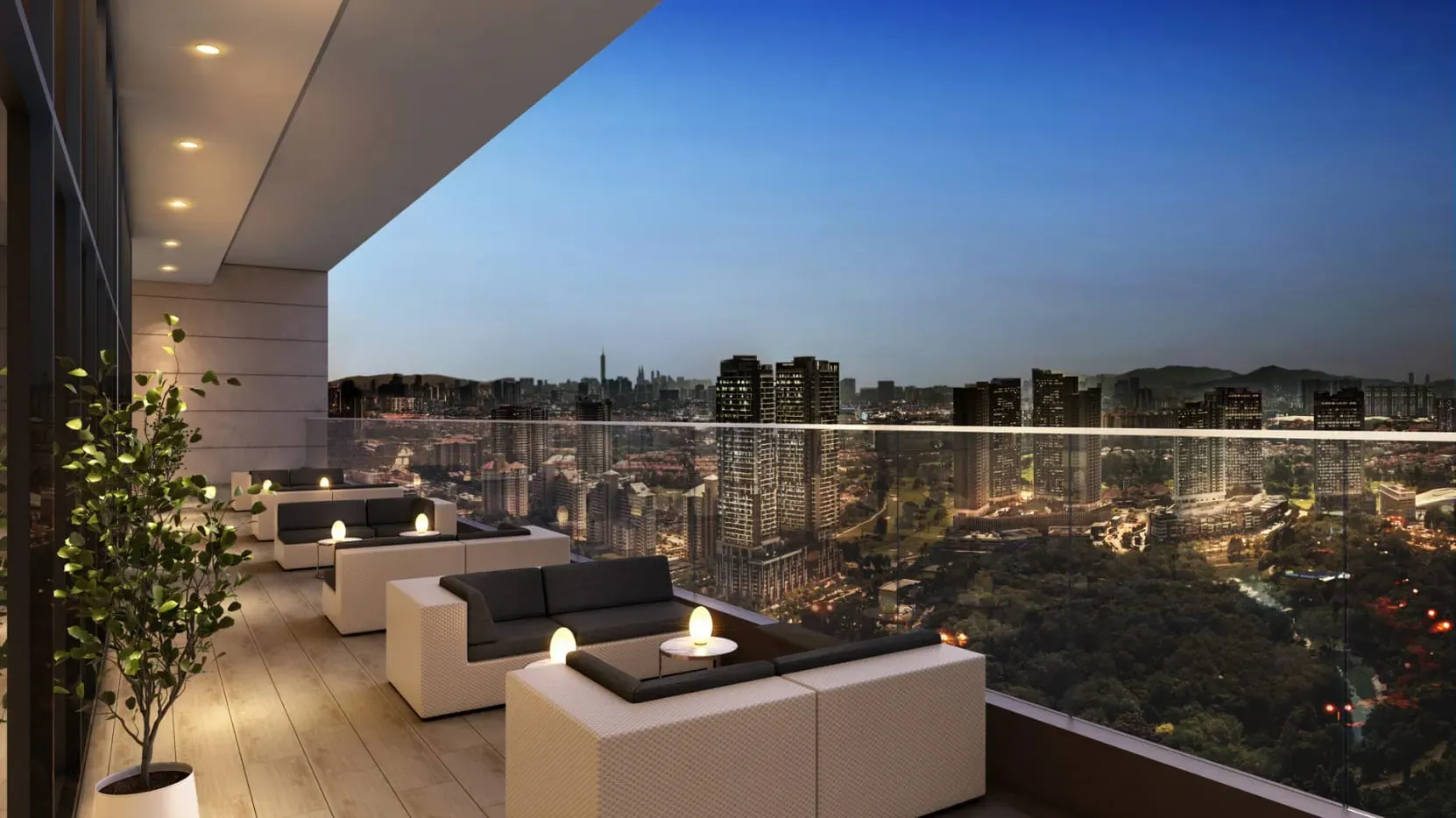Terrace lounge at night