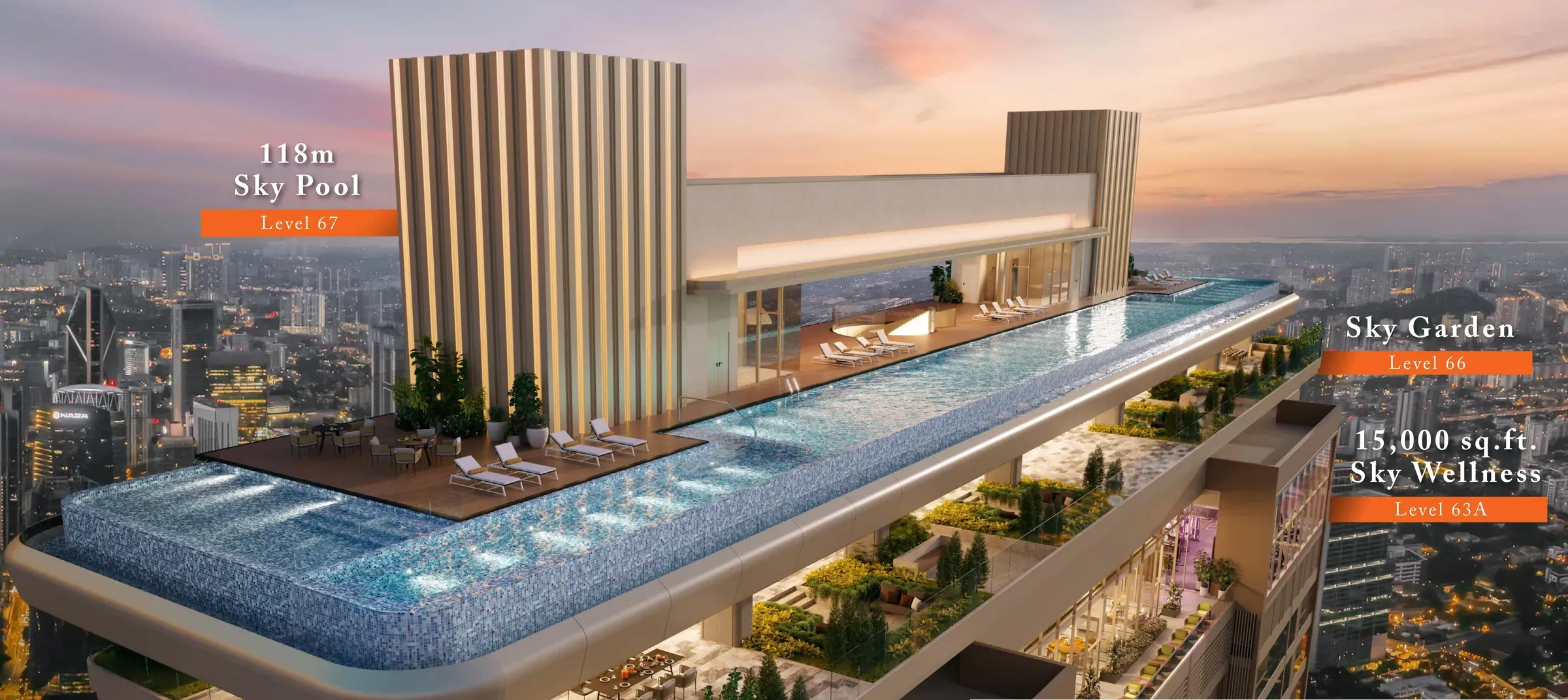 The 118m rooftop infinity pool