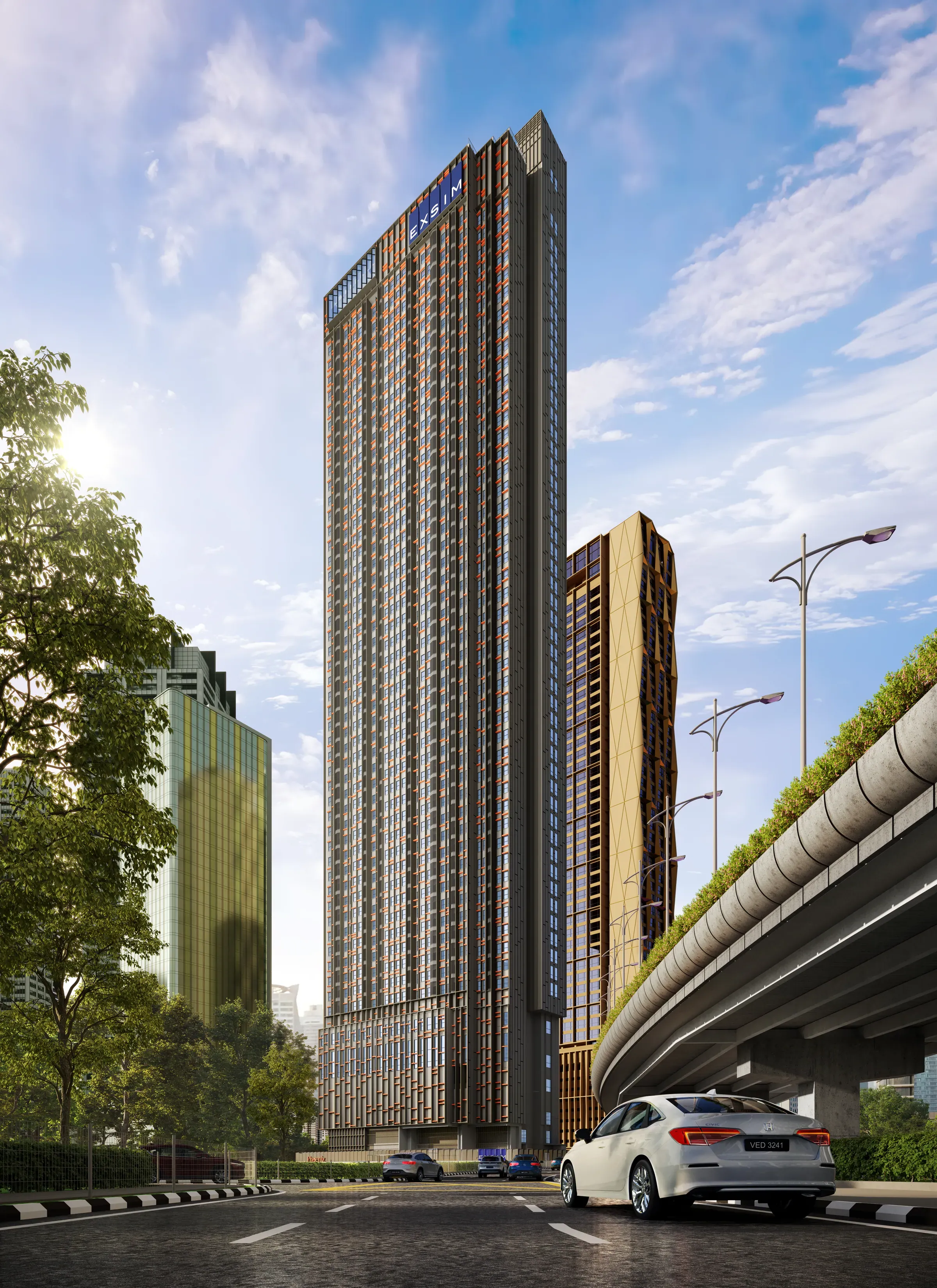 The Phoeniz Suites tower beside the elevated highway in KL City Centre