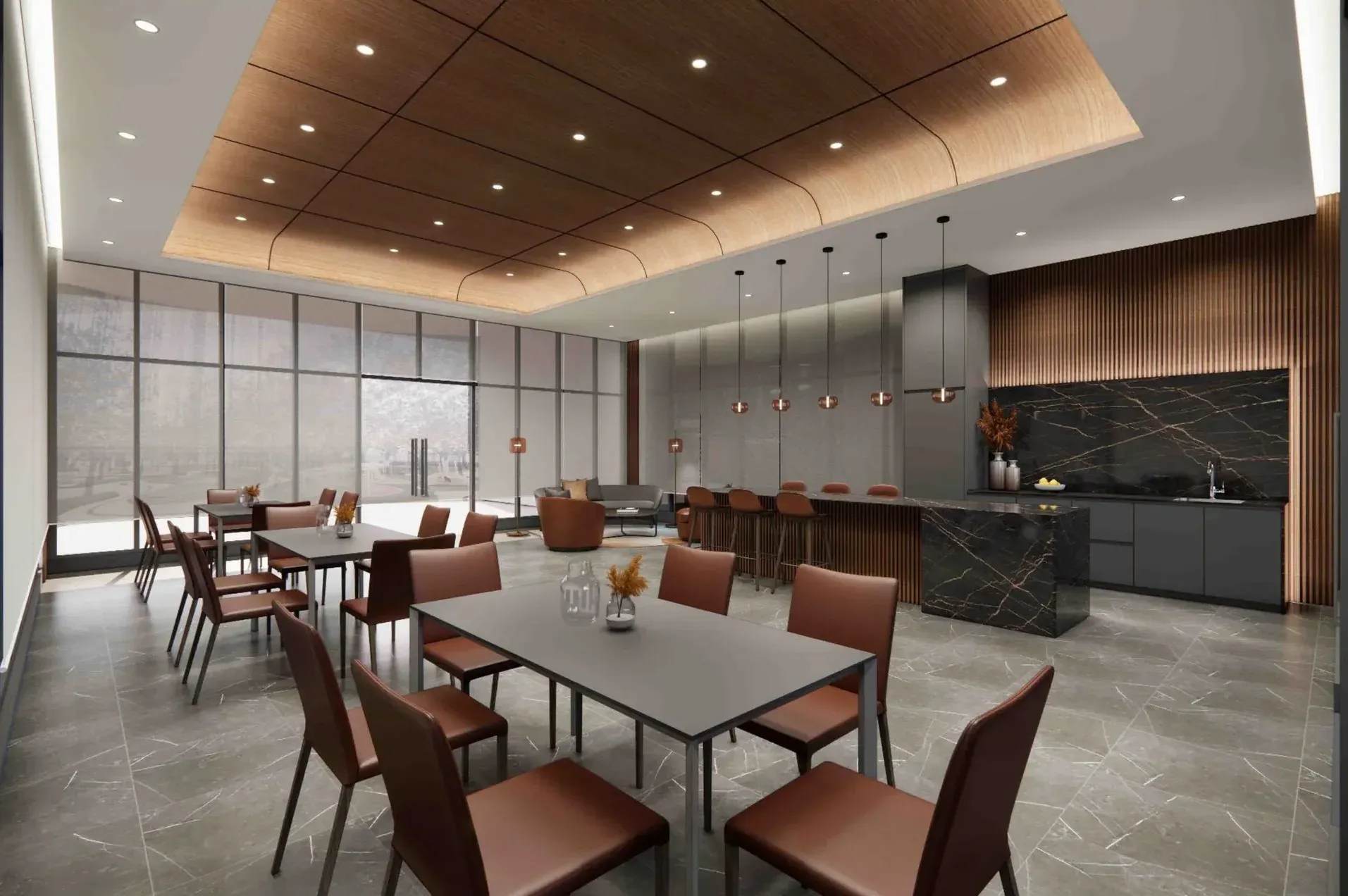 Function room with a dining area and pantry