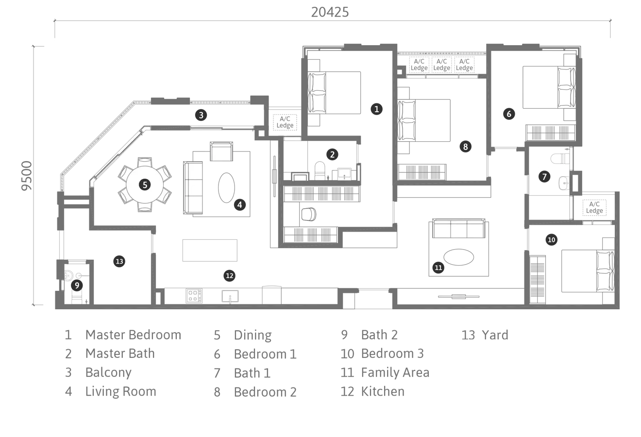 REN Residences Type D floor plan, 1,680 sqft, 4 Bedroom
