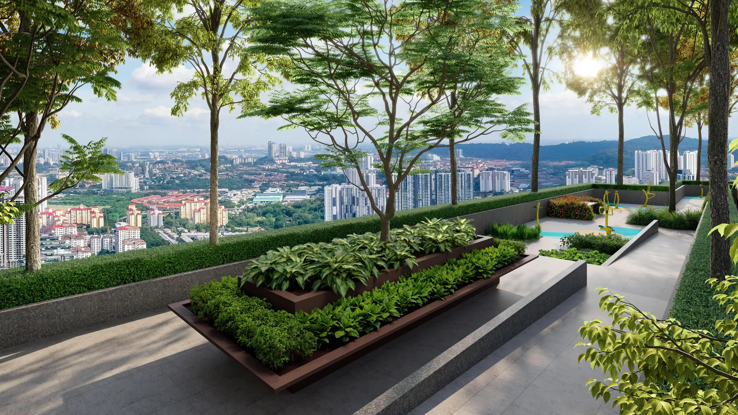 Herb garden and outdoor fitness deck