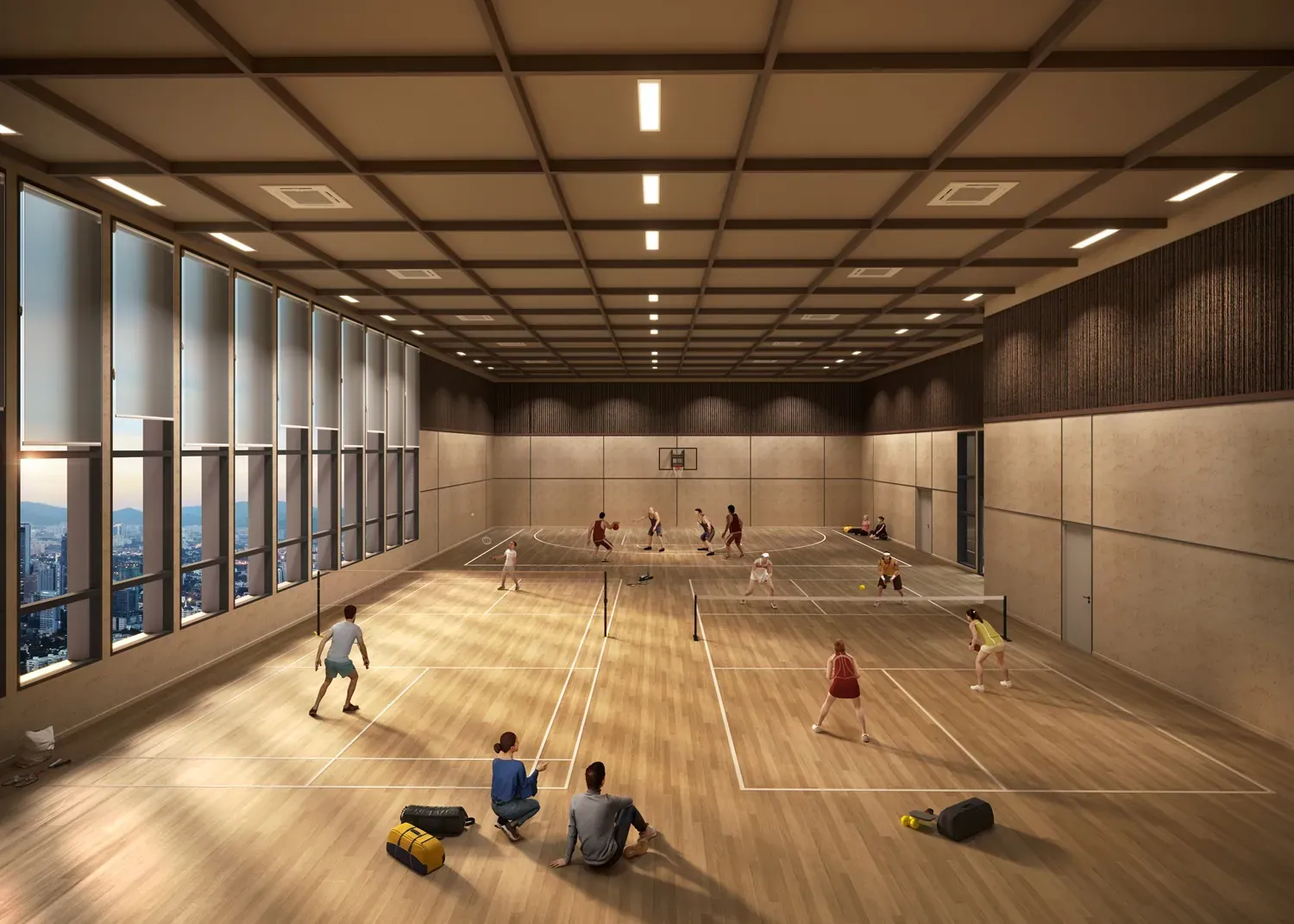Multipurpose hall for pickleball and badminton