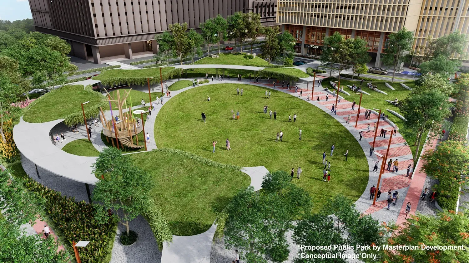 Proposed public park by the master developer, conceptual image
